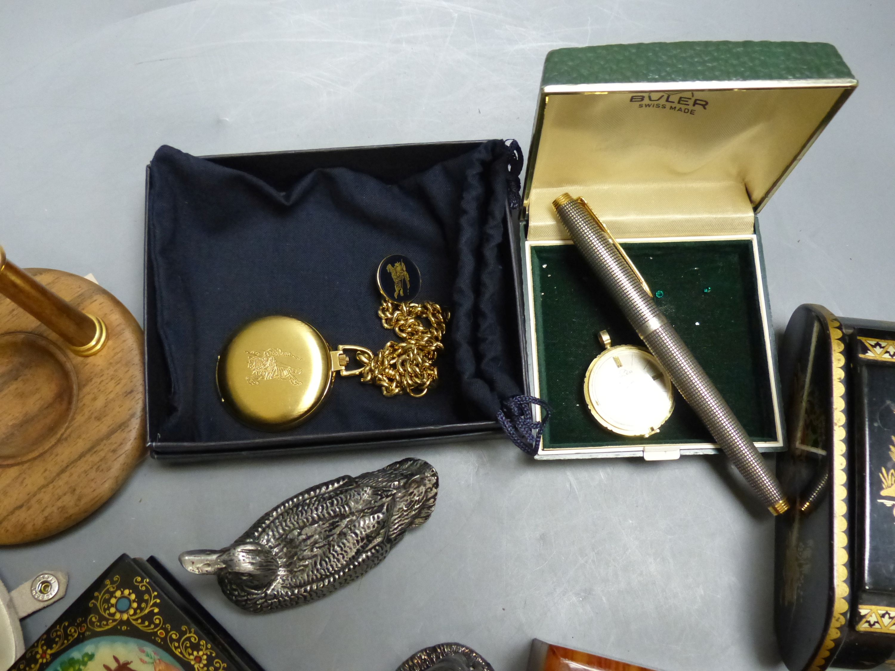A gentleman's Citizen Eco-Drive wristwatch, two modern pocket watches and stands, various costume jewellery and other items